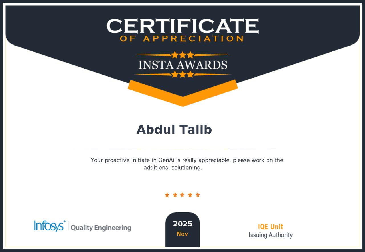 Infosys Insta Award - Nov 2025