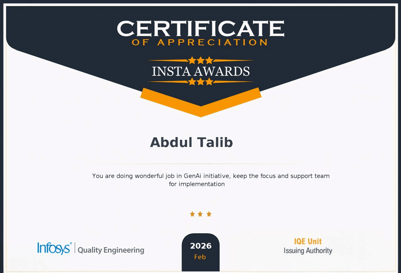 Infosys Insta Award - Feb 2026